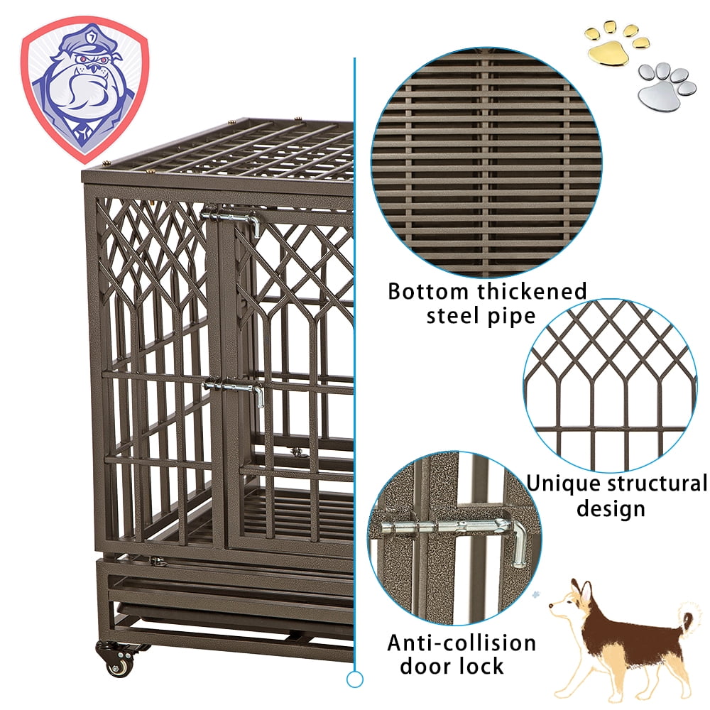 SMONTER Heavy Duty Dog Crate Y Shape Strong Metal Kennel for Large Dogs