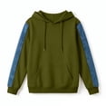 thumbnail image 7 of Perfectbot Women's Drawstring Hoodie, Relaxed Patchwork Sleeve Pullover Sweatshirt with Kangaroo Pocket, 7 of 7