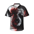 thumbnail image 1 of Balery Cool Black And White Dragon Camisas hawaianas de manga corta para hombre, camisas playeras de corte holgado, camisas de vacaciones con botones,Small, 1 of 7