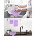 thumbnail image 5 of Purple Pink Kitchen Dish Towels for Drying Dishes Set of 3, Geometric Vertical Striped Solid Rainbow Waffle Weave Microfiber Hand Tea Bathroom Towels Quick Dry & Absorbent Towel 15.7x23.6, 5 of 7
