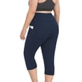 thumbnail image 3 of FlorCurve Plus Size Capri Leggings for Women with Pockets High-Waist Tummy Control Cropped Pants Stretch Athletic Leggings, Navy 3XL, 3 of 6