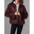 thumbnail image 4 of Diconna Women's Fall Faux Fur Jacket Solid Color Long Sleeve Open Front Plus Size Coat Streetwear, 4 of 9