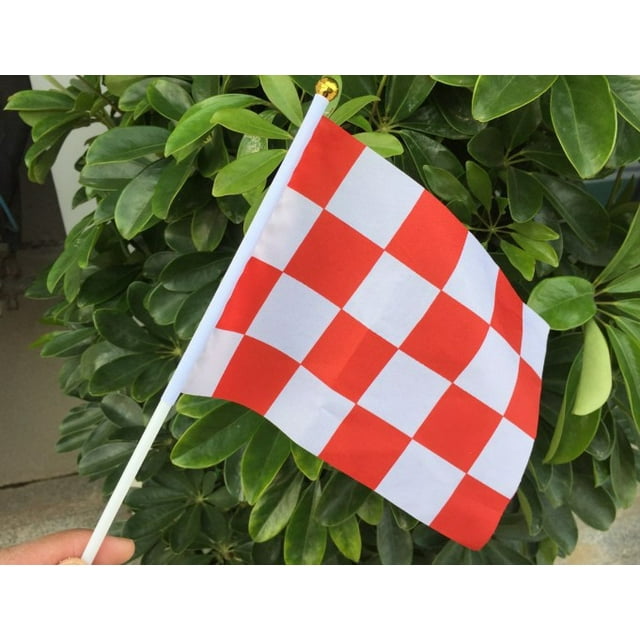 12 st rutiga Formel 1 F1 Racing Banner Hand viftande flagga (röd+vit) Red and white grid
