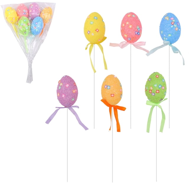 Creatine "Easter Foam Eggs Printed Pattern Hanging For & Centerpiece Displays 6 Pack