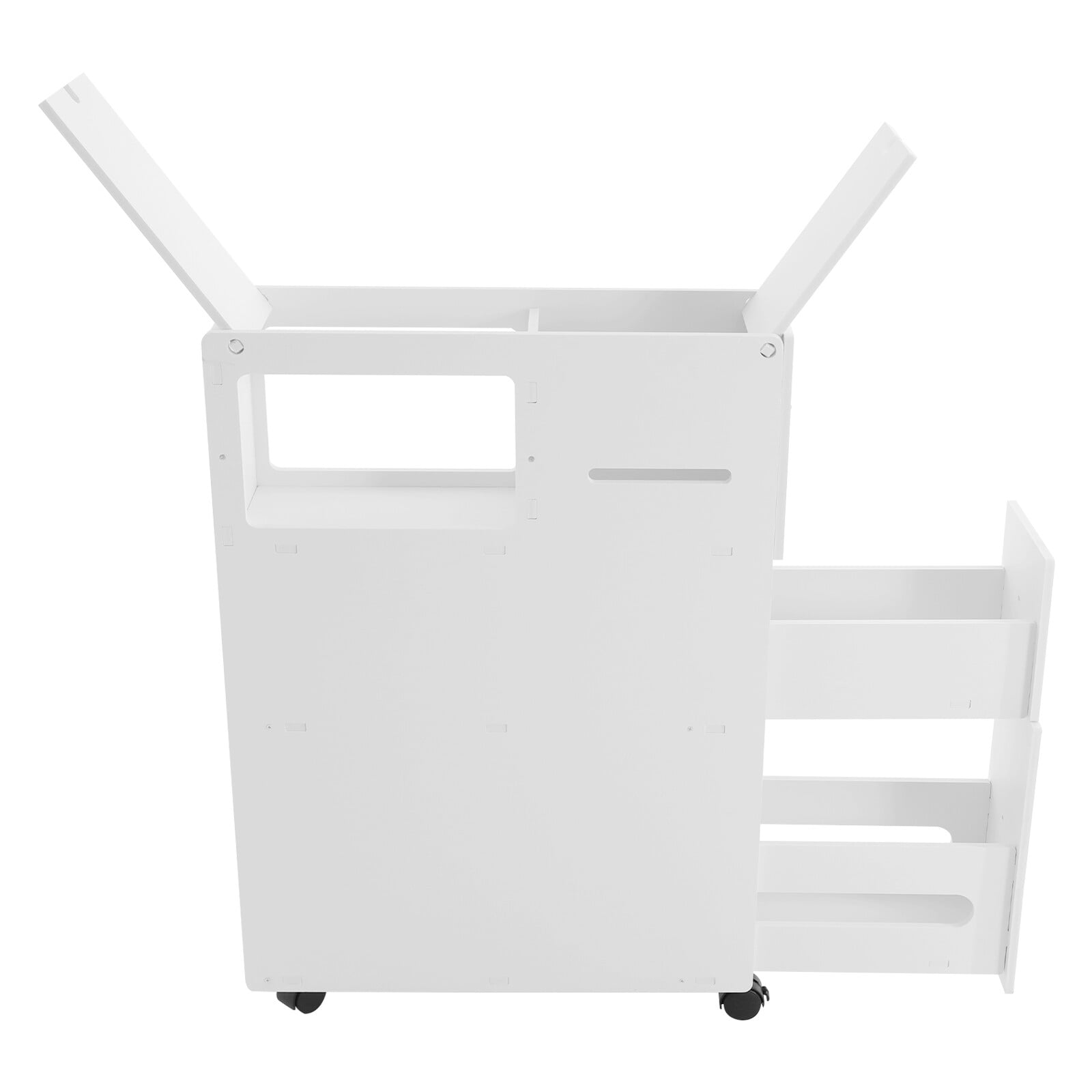 4 Tiers PVC Toilet White Narrow Cupboard Shelf White Slim Bathroom Storage Cabinet Floor Standing Bathroom Hallway Living Room