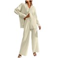 thumbnail image 4 of ZZwxWA Womens 2 Piece Pajamas Sleepwear Soft Button Down Shirt Loungewear Long Sleeve Pjs Set, 4 of 6