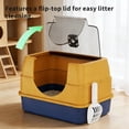 thumbnail image 5 of Flip-Top Hooded Cat Litter Box, Stainless Steel Metal Tray with Litter Scoop & Double-Layer Mat, Odor Control Splash-Proof Enclosed Pet Toilet with Plastic Bottom Basin, 5 of 6