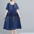 thumbnail image 5 of Ropa de verano 2022 para mujer, vestidos holgados de lino y algodón con cuello redondo estilo japonés informal, 5 of 5