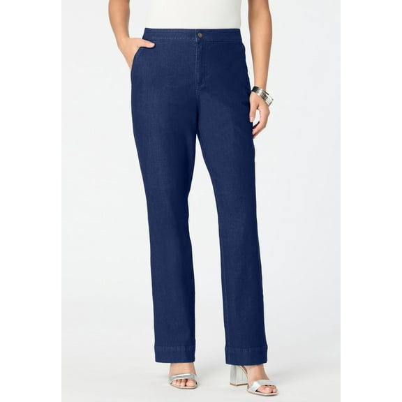 Roaman's Women's Plus Size High-Rise Bootcut Denim Trouser