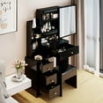 thumbnail image 2 of Aukfa Girls Functional Soft-Close Drawer Mirror Table Set Black-A, 2 of 7