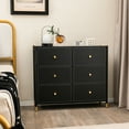 thumbnail image 2 of Costway HCST00036 Fabric Metal PU Leather 6 Drawers Bedroom Dresser, Black 35 x 12 x 30 in, 2 of 10