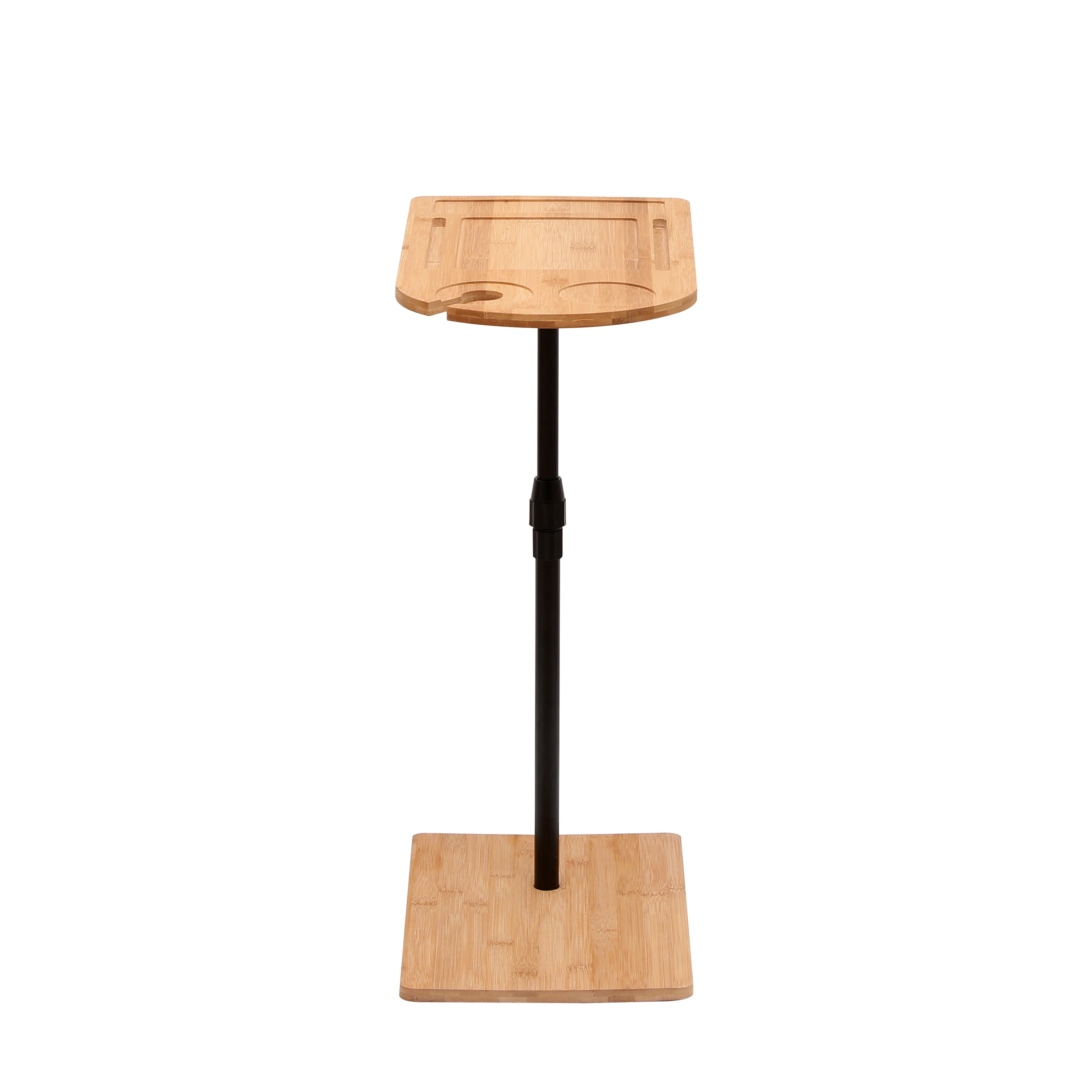 Euroco Couch Tray Table Bamboo Height Adjustable Side Table for Sofa C-shaped Oval End Tables with Slots for Bed & Chairs in Living Room & Bedroom (Oval + Rectangle)