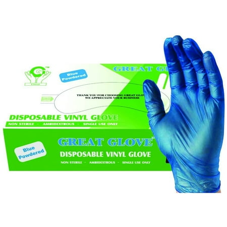 Industrial Grade Vinyl Food Service Disposable Gloves, BNM60015-L-BX, Blue, (Pack of 100)