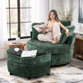 thumbnail image 4 of Dinosisco Oversized Swivel Accent Barrel Chair with Storage Ottoman, Chenille, Indoor, Green, 4 of 9