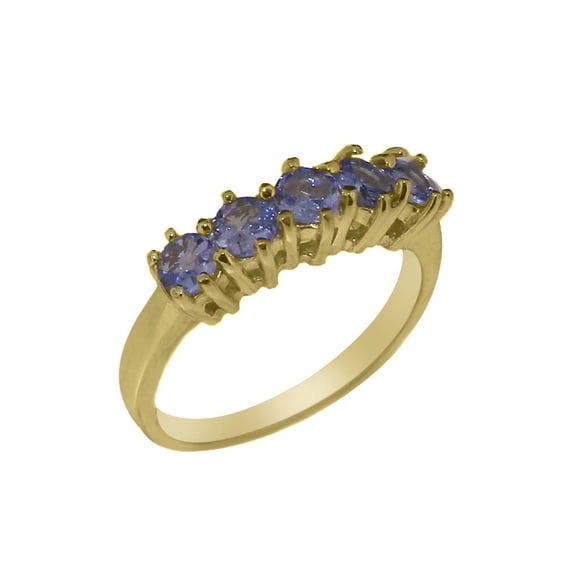 LBG British Made 10k Yellow Gold Natural Tanzanite Ladies Eternity Ring - 33 size options - Size 10