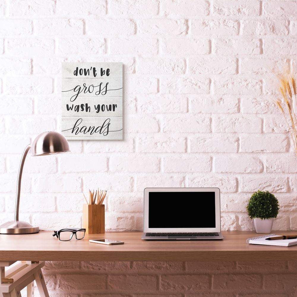 Don't Be Gross Bathroom Family Home Word Design Stretched Canvas Wall Art by Daphne Polselli