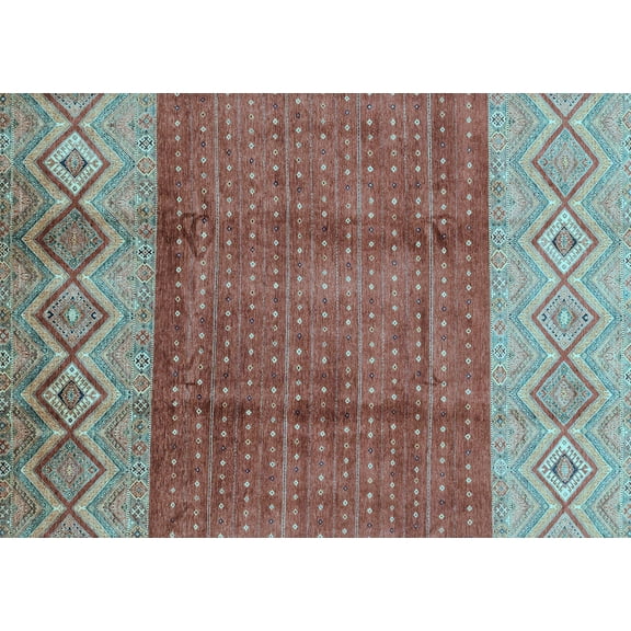 Ahgly Company Indoor Rectangle Abstract Light Blue Modern Area Rugs, 5' x 7'