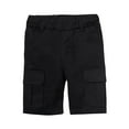 thumbnail image 2 of LittleSpring Toddler Cargo Shorts for Boys Casual Uniform Shorts with Elastic Waist Lightweight Solid Black 4T, 2 of 6