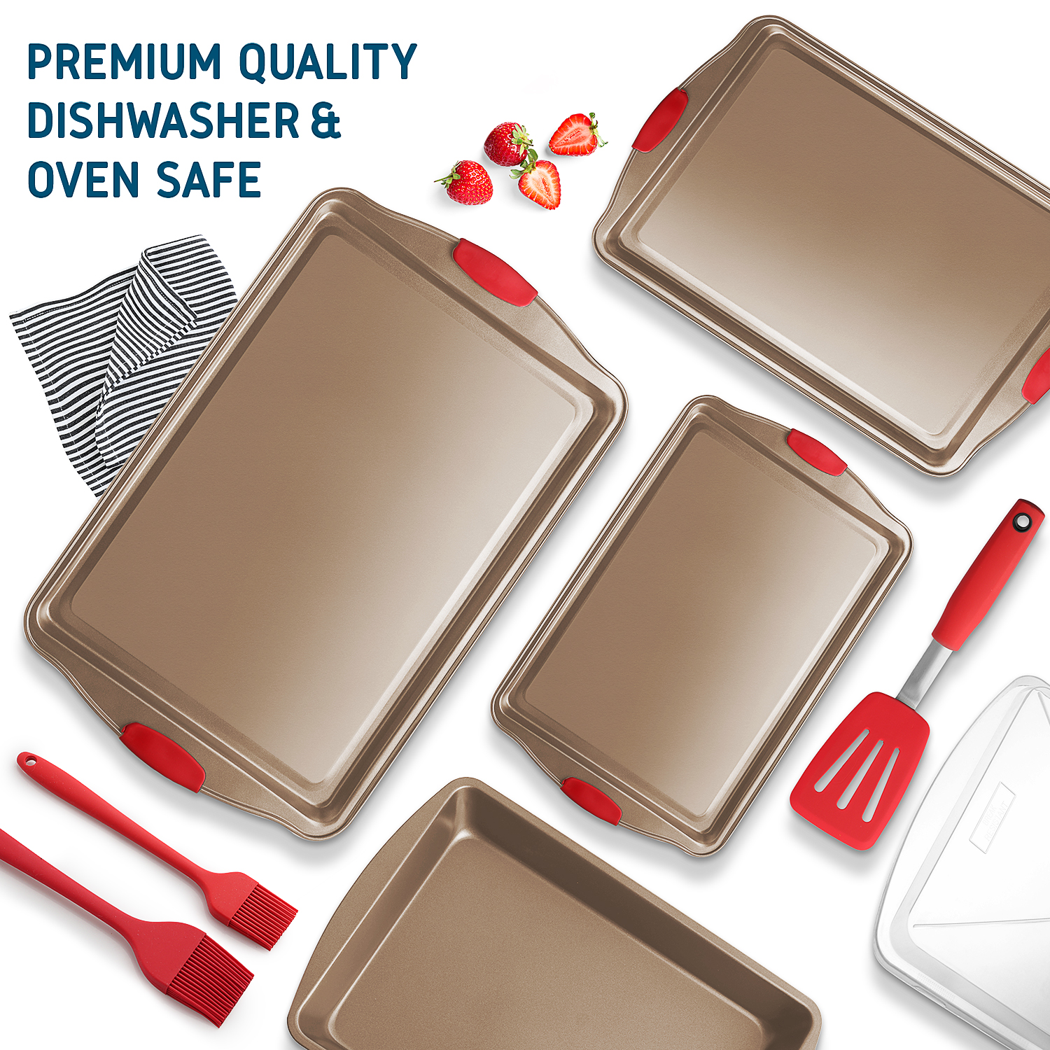 Joytable Cookie Sheet Set, Cookie Sheet Non-Stick Sets for Oven, Brown, 4 Pack