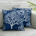 thumbnail image 3 of Nawypu Nautical Coastal Throw Pillow Covers - Ocean Themed - Beach, Coral, Starfish, Seashell - Couch Pillow Covers - Outdoor, Sofa Cushion Cover - Modern Decor for Bed, Living Room - Blue, 3 of 5