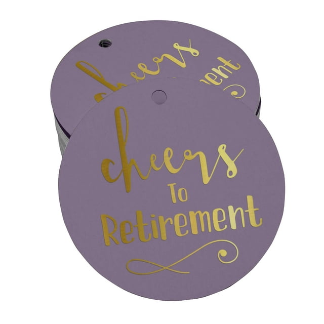 Inkdotpot Pack Of 50 Real Gold Foil Paper Tags Cheers To Retirement Favor Hang Tags