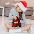 thumbnail image 5 of Bolsa de regalo de muñeca nueva de Navidad, decoración de bolsa de almacenamiento de muñeco de nieve y alce de Papá Noel, 5 of 5
