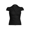 thumbnail image 2 of Elippeo Women's Button Down Shirts Cap Sleeve Lapel Collar Tie Back Slim Fit Tops Summer Shirts, 2 of 9
