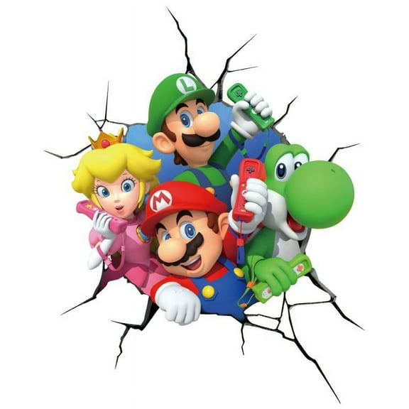 Anime  Mario Wall Sticker For Bedroom Living Room Nursery Party Decorations Cartoon Background Self-Adhesive Wall Decor Baby Boy Girl Kids Room Wall Mural Decor Poster Gift