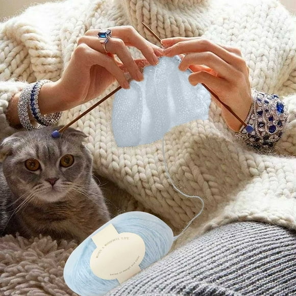 Mohair Tejido a mano para bebé, hilo de lana fina, bufanda, gorro, suéter, grupo de lanas