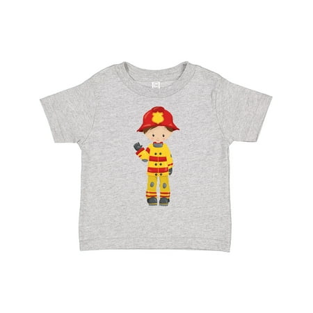 

Inktastic Fireman Firefighter Firefighting Brown Hair Gift Toddler Boy Girl T-Shirt