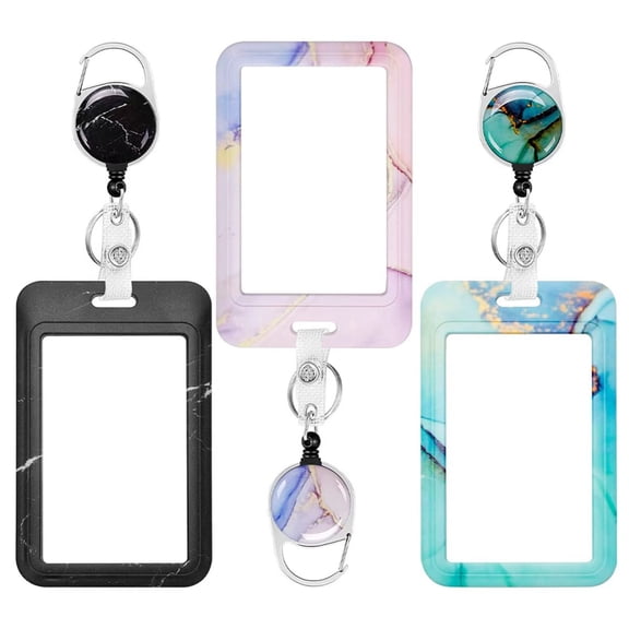 3 Pack Heavy Duty Badge Holder with Retractable Reel,ID Name Tag Worker Badge Carabiner ma1710