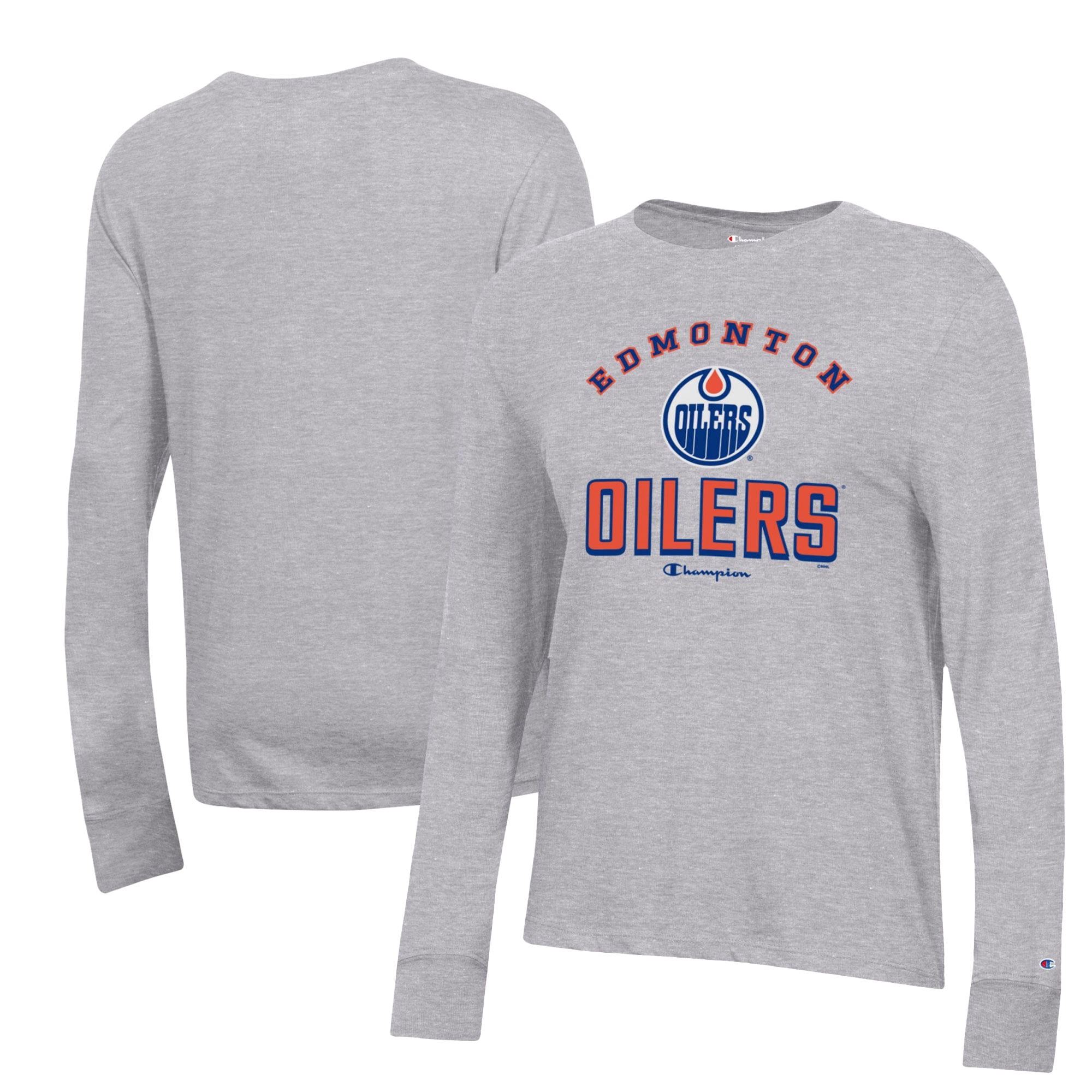 Women's Champion Heather Gray Edmonton Oilers Core Long Sleeve T-Shirt