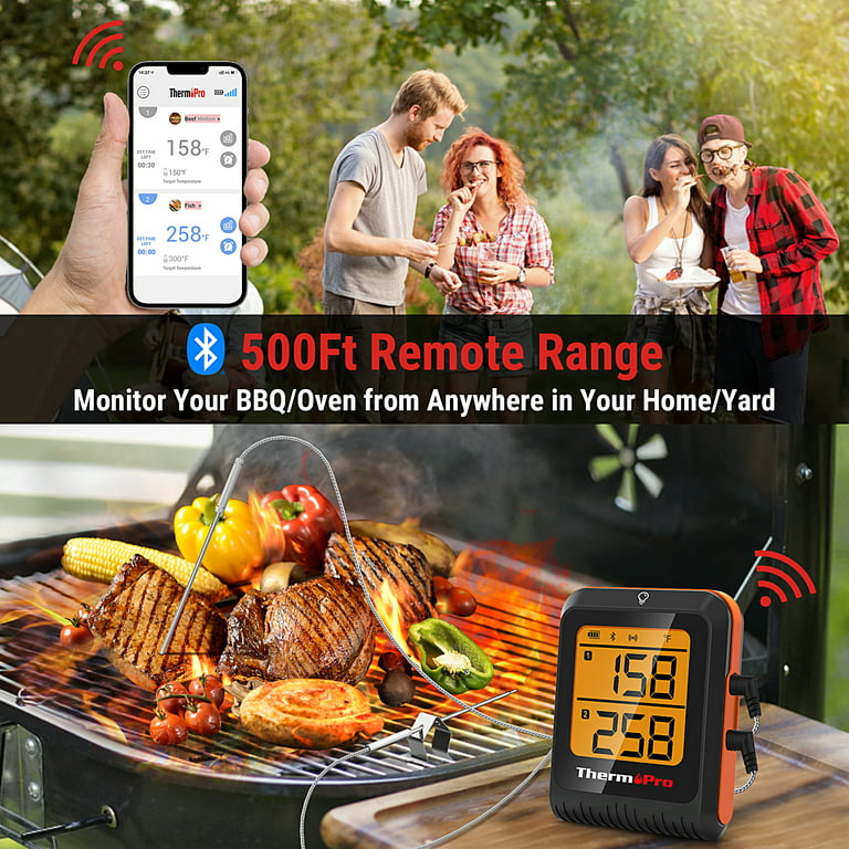 Govee WiFi Meat Thermometer with 4 Probe, Smart Bluetooth Grill Thermometer  with Remote App Notification Alert, Digital Rechargeable BBQ Thermometer