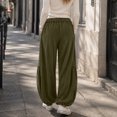 thumbnail image 7 of DORKASM Corduroy Pants Women High Waist Boho Comfy Sweatpants Elastic Waist Drawstring Soft Balloon Trousers Baggy Casual Fall Winter Harem Pants with Pockets Army Green S, 7 of 7