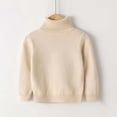 thumbnail image 2 of Dealovy Toddler Baby Sweaters Solid Color Pullover Basic Top Kids Fall High Neck Long Sleeve Cotton Blouses, 2 of 3