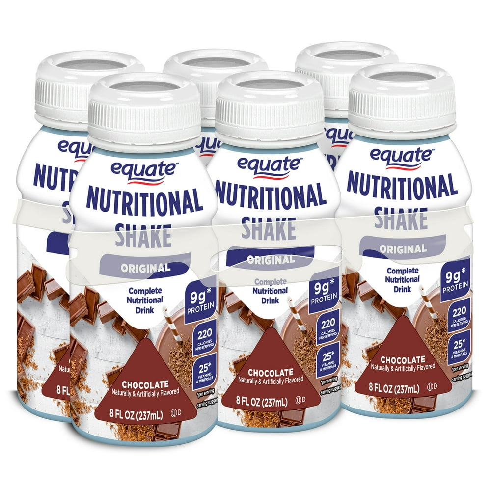 Equate Original Nutritional Shakes, Chocolate, 8 Fl Oz, 6 Ct Walmart
