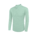 thumbnail image 3 of xiaxaixu Men's Spring Autumn Casual Shirt Solid Color Long Sleeve Stand Collar Button Tops, 3 of 9
