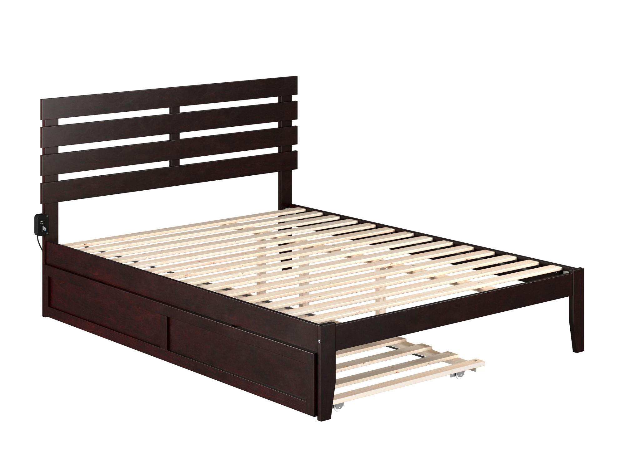 AFI Oxford 14" Queen Wood Platform Bed Frame with Twin XL Trundle, Espresso
