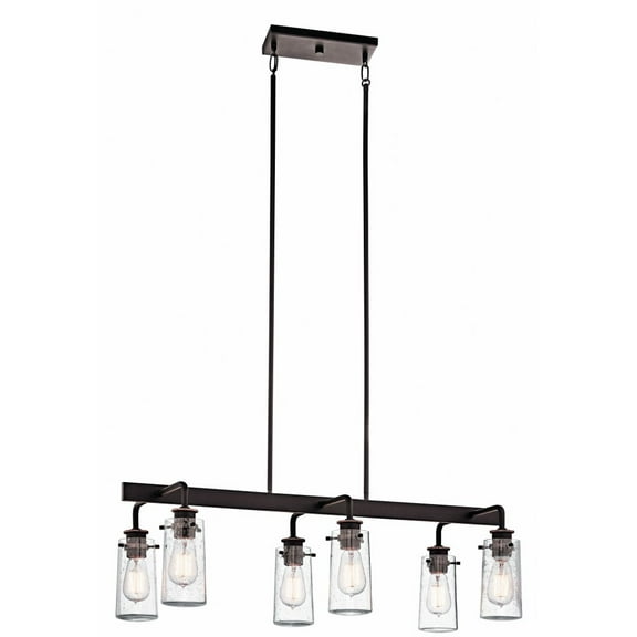43059OZ Kichler Lighting Braelyn - 6 Light Linear Chandelier - with Vintage Industrial inspirations - 11.5 inches tall by 15 inches wide-Olde Bronze