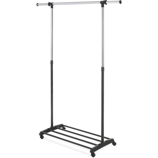 Whitmor Deluxe Adjustable Garment Rack Rolling Clothes Rack Black
