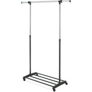 Whitmor Deluxe Adjustable Garment Rack, Wood, Black and Chrome  18.37 L x 36.25 W x 68 H