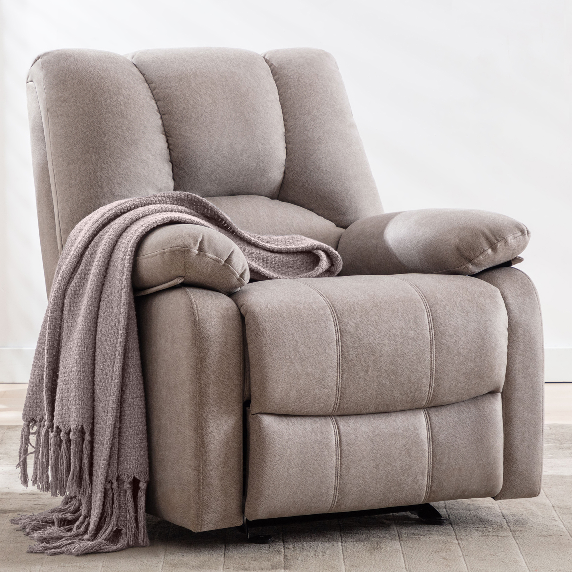 CHITA Power Recliner Electric Glider, Fabric in Creamy Gray