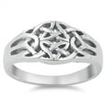 thumbnail image 1 of Oxidized Celtic Trinity Knot Endless Ring .925 Sterling Silver Band Jewelry Female Male Size 9, 1 of 4