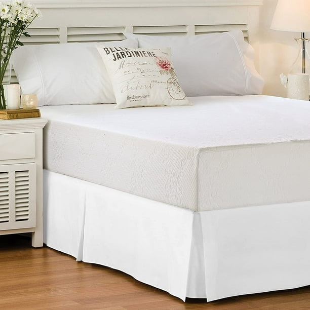 Tailored Pleated Bed Skirt for Full Bed 16" Down Microfiber White Bed