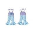 thumbnail image 2 of BemeyourBBs Baby Girl First Birthday Outfit 1st Birthday One Years Old Clothes Summer Waffled Romper Overalls Donut Sweet One Letter Embroidery Tie-up Strap Sleeveless Flared Jumpsuit, 2 of 9