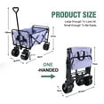 thumbnail image 5 of 100L Collapsible Folding Beach Wagon Cart With 220Lbs Large Capacity, Wagons Carts Heavy Duty Foldable With Big Wheels For Sand, Garden, Camping,Purple, 5 of 10