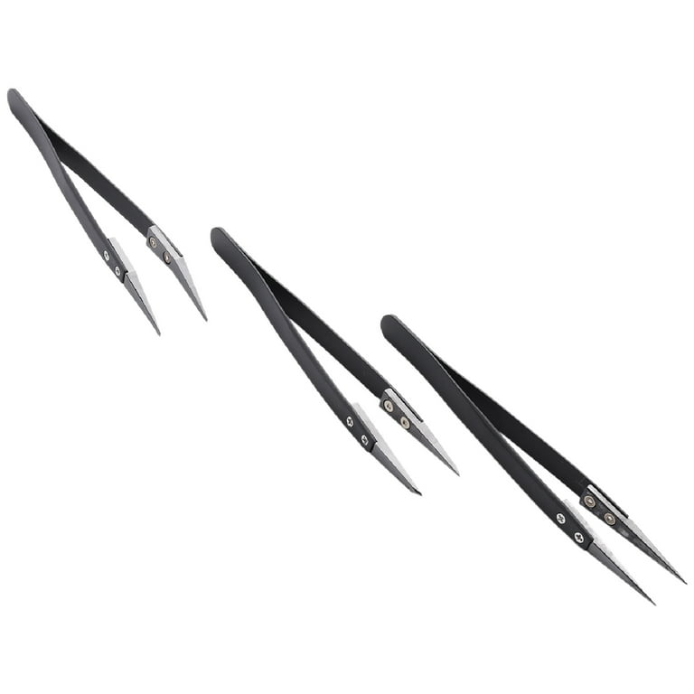 Ceramic Tweezers Set- Anti-static, Anti-corrosion,Anti-magnetic,Highly Heat  Resistant(3 pack)