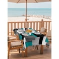 thumbnail image 2 of Outdoor Tablecloth with Umbrella Hole for Patio/Picnic/Party/Camping, Modern Turquoise Grey Waterproof Table Cloth Rectangle Table Cover Washable, Abstract Geometric Color Blocks (60"x 84"), 2 of 8