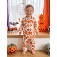 thumbnail image 4 of Cjfdfy Newborn Baby Girls Boy Halloween Satin Pajamas Romper Pumpkin Leaf Printed Long Sleeve Jumpsuit Infant Cute Halloween Holiday Fall Winter Sleepwear, 4 of 9