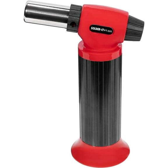 Solder-It Red Pro-Torch PT-500 | Automatic-Ignition Butane Torch Lighter | Large Butane Refill Tank | Waterproof Piezo Electronic Ignition System | Use as Blow Torch, Soldering Tool or Grill Lighter